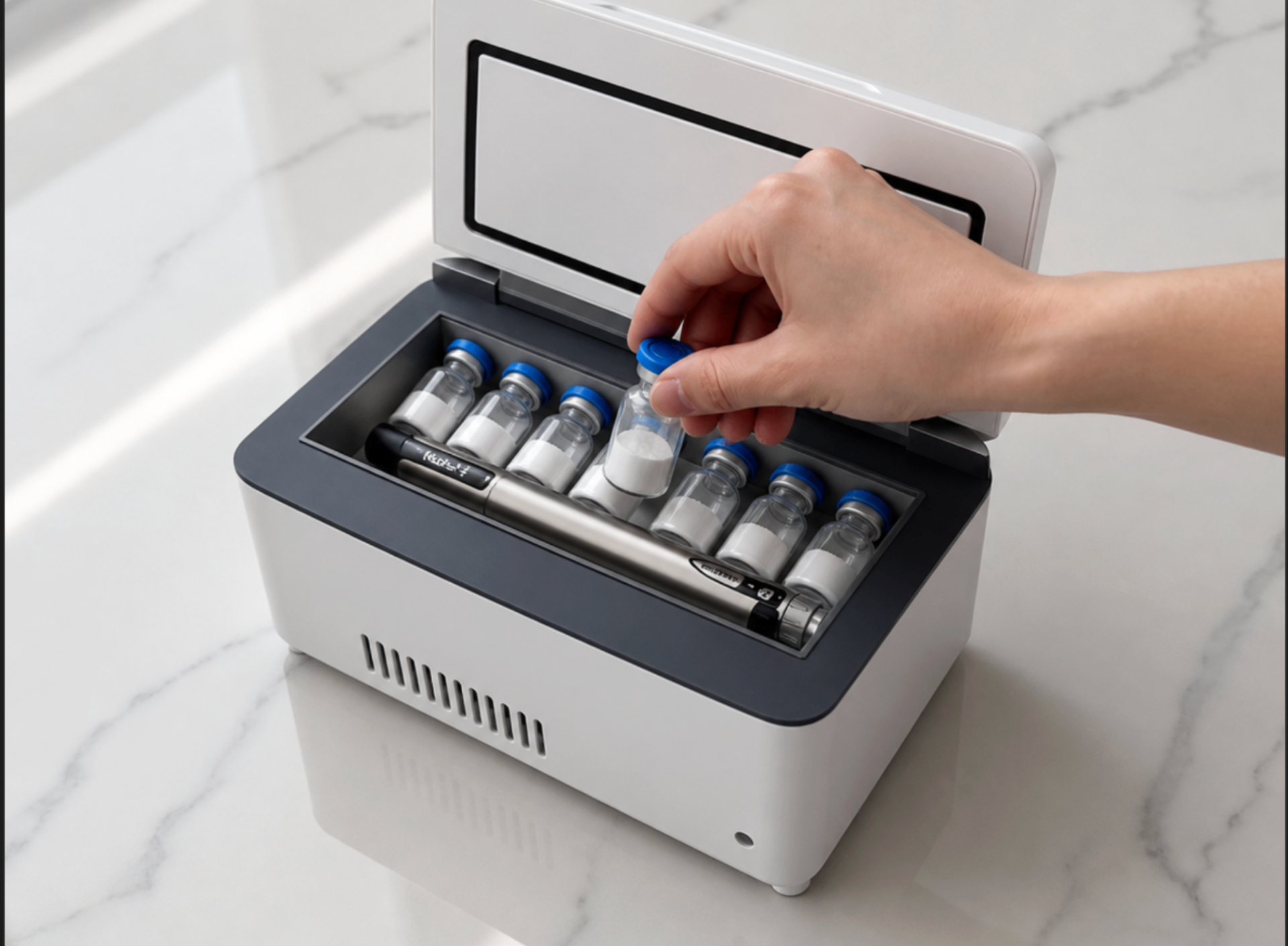 VIALYX Peptide Fridge — dedicated refrigerator for temperature-sensitive storage